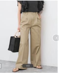 美品　ツイルストレッチワイドパンツ 38のサムネイル