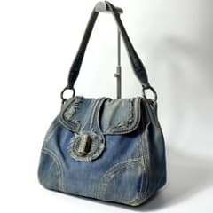 希少 PRADA ターンロック ショルダーバッグ デニム archive y2k