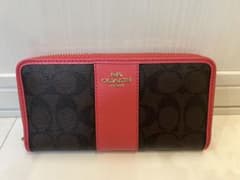 COACH 長財布 ブラウン ピンクのサムネイル