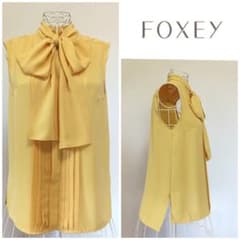☆FOXEYフォクシーボウタイリボンプリーツブラウスイエロー38☆ - メルカリ