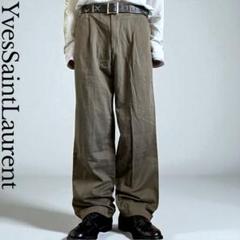 極美　90s \"YVES SAINT LAURENT\" ウールスラックス　カーキ 極美 90s YVES SAINT LAURENT ウールスラックス カーキ
