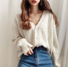 カーディガン　韓国　服　ニット　レディースのサムネイル