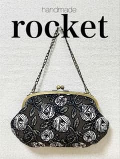 ハンドメイド がま口バッグ ポーチ クラッチ rosy ブラウン ミナ
