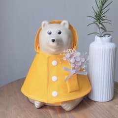 しろくま貯金箱 レインコート カッパ イエロー 黄色 Y016 - メルカリ