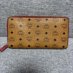 MCM ブラウン レッド レザー 長財布 ヴィセトス - メルカリ