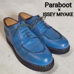 イッセイミヤケ　Parabootコラボ　レザーシューズ　ブルー26.5cm 希少‼️ イッセイミヤケ × パラブーツ シャンボード Vibramソール 青