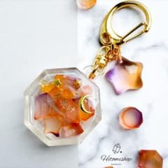 再販 空の琥珀糖 「夕焼け」 シェイカーキーホルダー 琥珀糖レジン