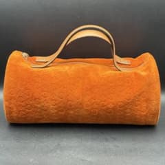 F06 CELINE マカダム スエード ハンドバッグ ダッフル オレンジ 筒型 F06 CELINE マカダム スエード ハンドバッグ ダッフル オレンジ 筒型