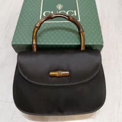 GUCCI バンブー サテン ミニハンドバッグ ブラック　【激レア品】のサムネイル