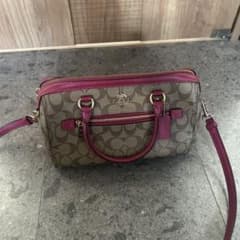 COACH シグネチャー ミニボストンバッグ ピンクのサムネイル