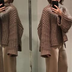 オーバー ニット ベージュ ボトルネックのサムネイル
