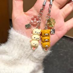 かわいいクマ 三色だんご風 マスコット ストラップ 2種セットのサムネイル