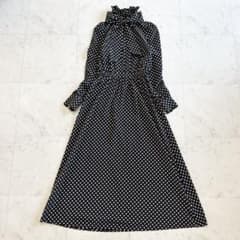 【美品✨】ルルウィルヴィー　デシンドットフリルワンピース　ボウタイ　リボン 美品✨】ルルウィルヴィー デシンドットフリルワンピース ボウタイ