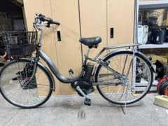大阪府　ヤマハ　シルバー 電動アシスト自転車 前バスケット付き 大阪府 ヤマハ 電動アシスト自転車 シティタイプ バスケット付き