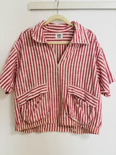 90s- half zip stripe shirt - メルカリ