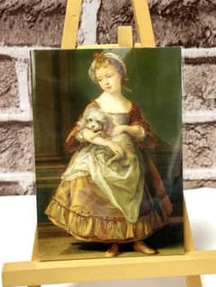 【貴重品】ポンペオ・バトーニ　ポストカード　「犬を抱くスタンホープ伯爵夫人」 貴重品】ポンペオ・バトーニ ポストカード 「犬を抱くスタンホープ伯爵
