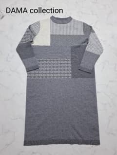 ​【極美品/タグ付】ディノス カシミヤ混 ニットワンピース 切替 グレー M相当のサムネイル