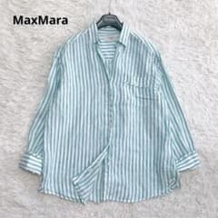 極美品 近年モデル】マックスマーラ リネン100%長袖シャツ ストライプ