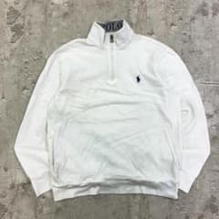 Polo Ralph Lauren　ハーフジップスウェット　M　ホワイト　古着