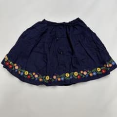 ネイビー 花柄刺繍 ギャザースカートのサムネイル