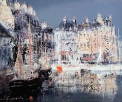 真作】島田三郎 油彩画「ベル・イル」F8号 画歴メモ・タトウ箱・黄袋