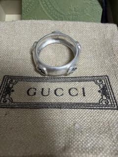 レア GUCCI 立体インターロッキングGシルバーリング 19号 保存袋 