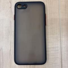 iPhoneSE 用ケース 半透明ブラック×オレンジボタンのサムネイル