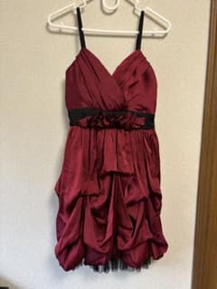 キャミソールワンピース ボルドー 赤 パーティードレス　結婚式　サイズ#2のサムネイル