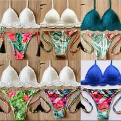 クロシェ ニット ビキニ ブラジリアン 花柄 海外 水着 オシャレ 可愛いのサムネイル