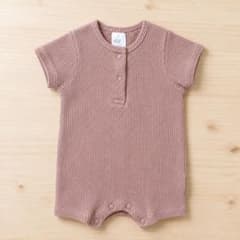 H&M ワッフルロンパース 半袖 60 くすみピンク ベビーのサムネイル