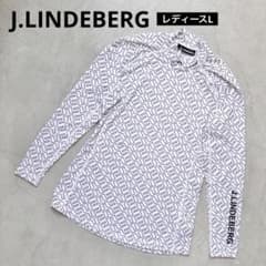 美品 J.LINDEBERG ジェイリンドバーグ モックネックシャツ 総柄 ロゴ 