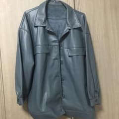 【美品】レザージャケットシャツ ブルーグレーのサムネイル