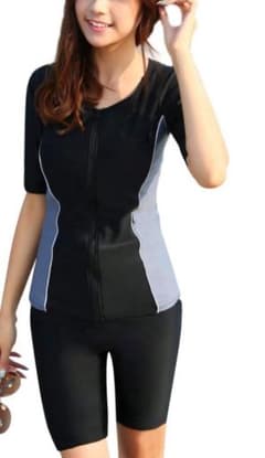 Thumbnail of 美品! 2XL (3L パッド付 フィットネス　スポーツ　水着 半袖 黒 ピンク