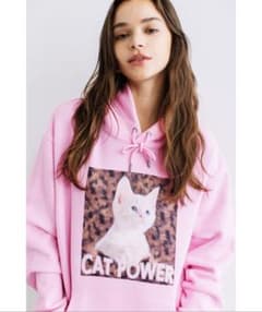 WCJ CAT POWER SWEAT HOODIE  ねこパーカー ピンクのサムネイル
