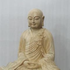 匠彫りの逸品良いお顔　 学業成就★楠材 僧形文殊菩薩坐像 高さ：約54cm★ 最終値下げ匠彫りの逸品良いお顔 学業成就楠材僧形文殊菩薩坐像 高さ