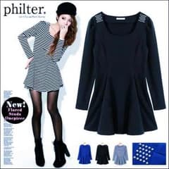 philter★スタッズパワショルミニワンピース★ブルーのサムネイル