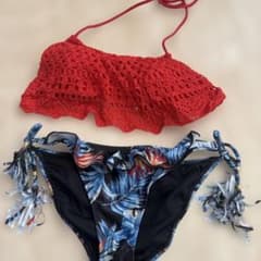 レディース セパレート水着 ビキニ クロシェ編み ボタニカル柄のサムネイル