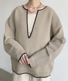 NEUNA  キーネックパイピングリブニットのサムネイル