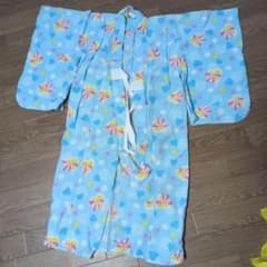 浴衣 100cm リボン柄 水色 帯付き