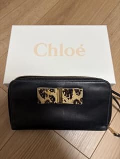 Chloé★クロエ 長財布 ラウンドファスナー ブラック レザー ゴールド金具のサムネイル