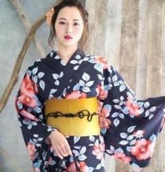 ◇ノー皺加工最高級カルキュロ◇変わり織り◇紺地紅椿の花々古典