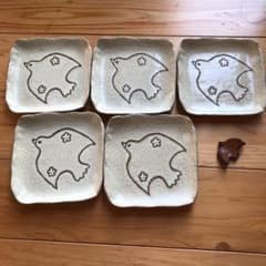可愛い鳥の絵の小皿　5枚セット　箸置きおまけのサムネイル