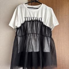 ティアードデザイン Tシャツ ホワイト ブラックのサムネイル
