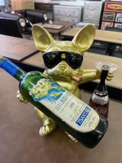 ボトルホルダー　置物　オブジェ　ボトルラック　ブルドッグ　フレブル　犬　ゴールド ボトルホルダー 置物 オブジェ ボトルラック ブルドッグ フレブル 犬