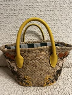 刺繍入りかごバッグ イエロー　ZARAのサムネイル