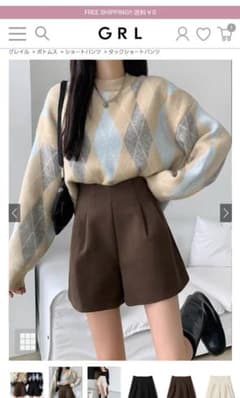 試着のみ グレイル タックショートパンツ  at1698 茶 Sのサムネイル