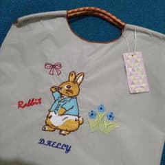 即購入可、新品未使用タグ付き、DKelly、エコバッグ、刺繍、うさぎ