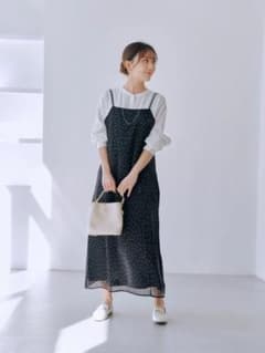 COHINA シアードットキャミワンピース ブラック-regularのサムネイル