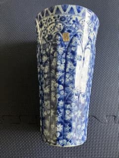 SALE✩.*˚美濃焼 三洋陶器 龍峰窯 花風流 染付花瓶 未使用・箱付】三洋陶器 龍峰窯 花風流 染付 花瓶 花器 大型 華道具