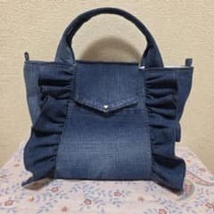 ♥️デニムフリルトートバッグ♥️ハンドメイドバックのサムネイル